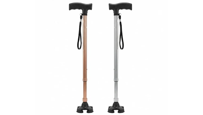 Telescopic Anti-Slip Four-Legged Walking Stick - 3 Colours!