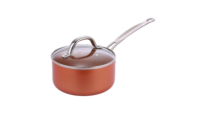 5-Piece Copper Ceramic Cookware Set - Wok, Frying Pan & Saucepan