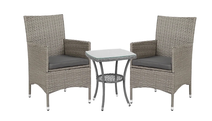 Outsunny 3-Piece Garden Rattan Bistro Set