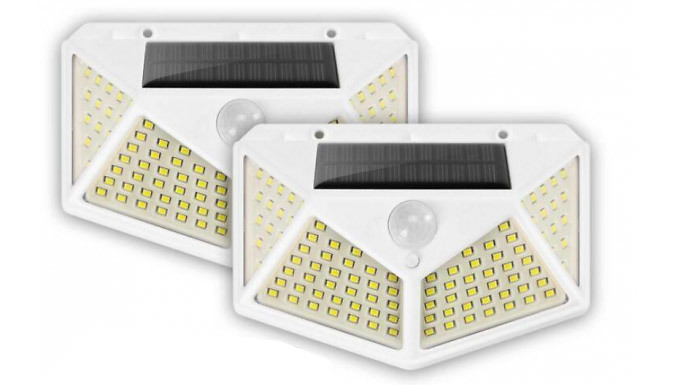 100-LED Waterproof Solar Motion Sensor Wall Light - 1, 2 or 4-Pack