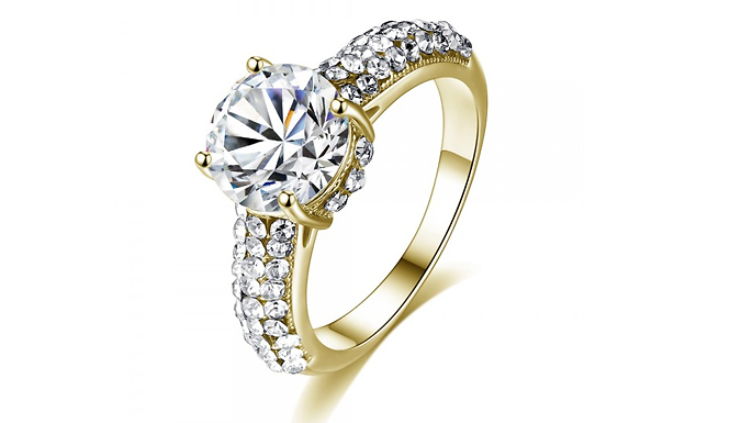 Solitaire Crystal Cluster Band Ring - 4 Sizes from Go Groopie