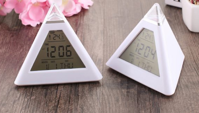 Colour Changing LED Digital Pyramid Alarm Clock