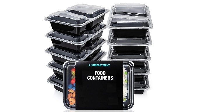 2 Compartment Meal Prep Container - 30 Pack!