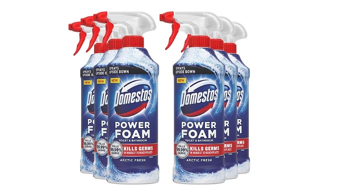 Domestos Power Foam Toilet and Bathroom Cleaner Spray - 4 or 8 Pack!