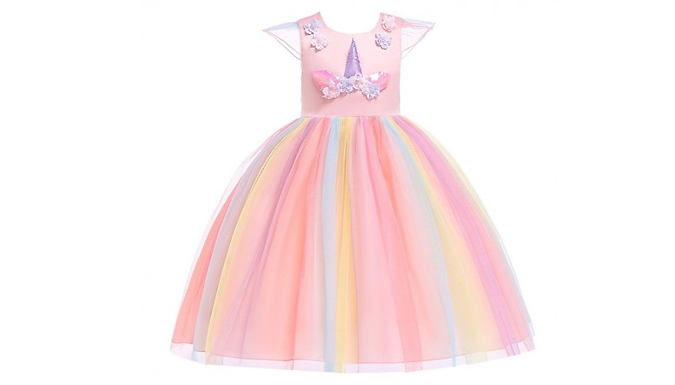 Kids Unicorn Princess Tulle Dress - 4 Colours & 6 Sizes