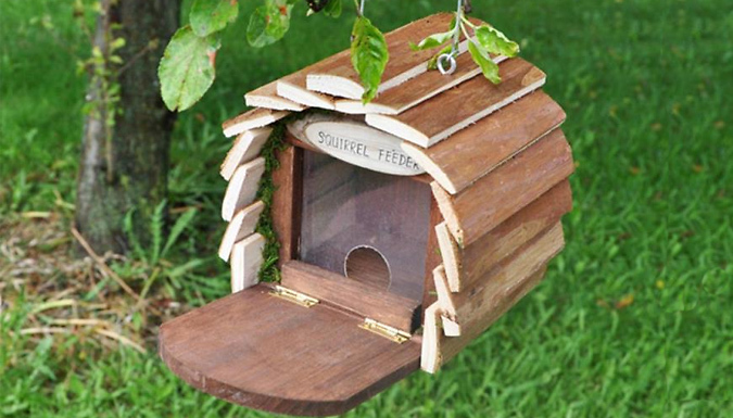 Deluxe Wooden Squirrel House with Feeding Platform