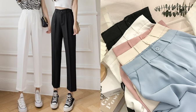 High-Waist Straight-Leg Smart Trousers - 5 Colours, 5 Sizes