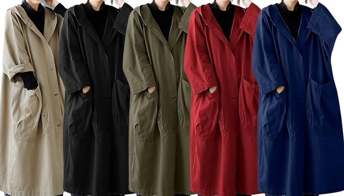 Oversized Hooded Trench Coat - 5 Colours