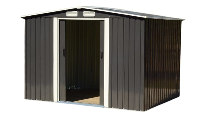 6ft x 8ft Grey Metal Garden Shed