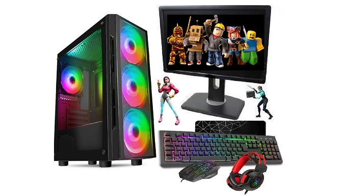 i7 Quad Core Elite Gaming PC Bundle, 1TB HDD & 128 SSD + Windows 10 Pro