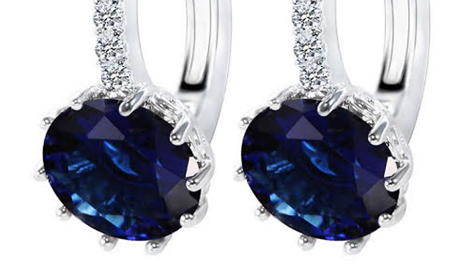 2.5ct Brilliant Cut Lab-Created Sapphire Rhodium-Plated Earrings