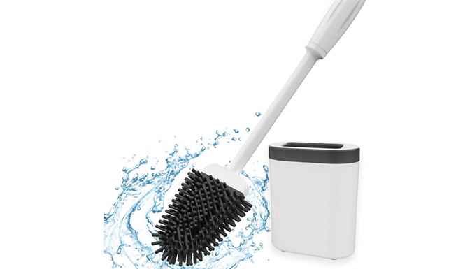 Long Handle Silicone Toilet Brush With Stand - 4 Colours