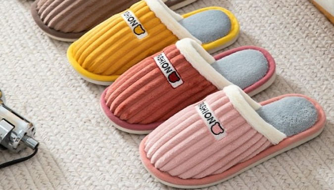 Plush Ribbed Slippers - 3 Sizes & 3 Colours