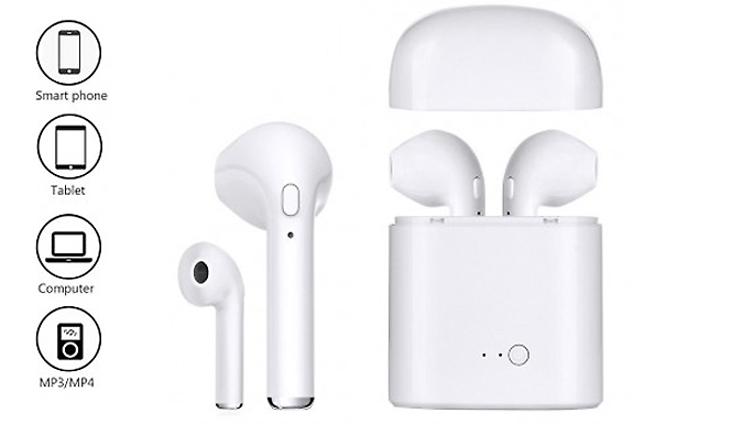 White Wireless Earbuds - Compatible with Apple & Android Devices