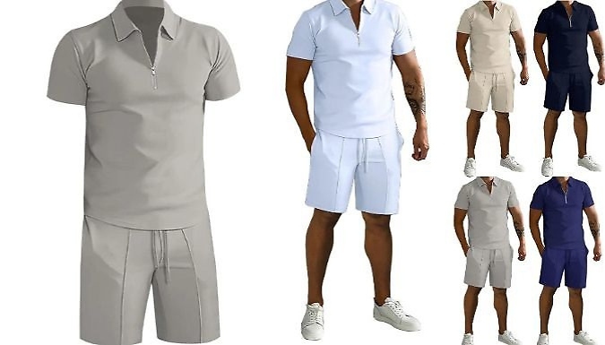 Mens 2-Piece Polo Shirt & Shorts Set - 5 Colours