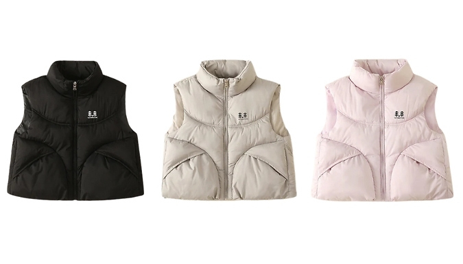 Children's Thick Down Cotton Puffer Vest - 3 Colours, 5 Sizes!