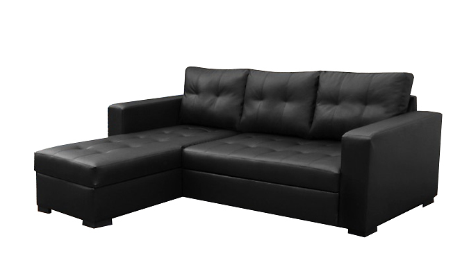 Faux Leather Chaise Sofa Bed With