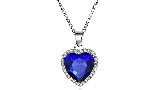 Heart Cut Created Diamond & Jewel Pendant Necklace - 2 Designs