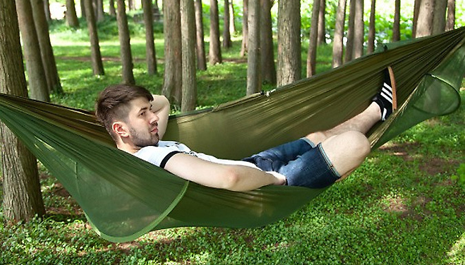 Camping Hammock with Mosquito Cover - 3 Colours & 2 Sizes