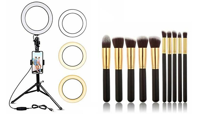 Ring Light & Tripod Filming Set with Makeup Brushes