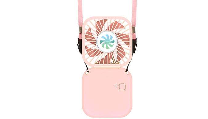 USB Portable Folding Fan With Neck Strap - 3 Colours