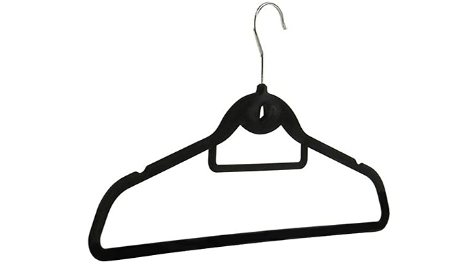 50x Non-Slip Flocked Clothes Hangers - 5 Colours