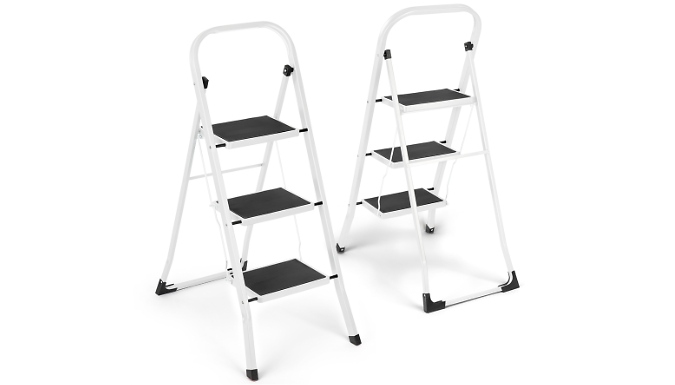 2 or 3-Step Folding Heavy-Duty Step Ladder - 2 Colours!
