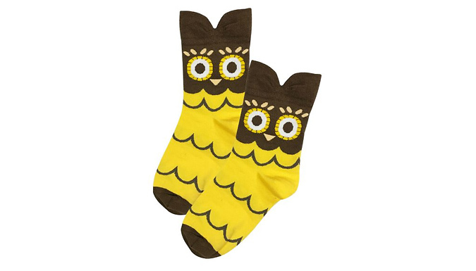 5 Pairs of Cute Owl Face Crew Socks