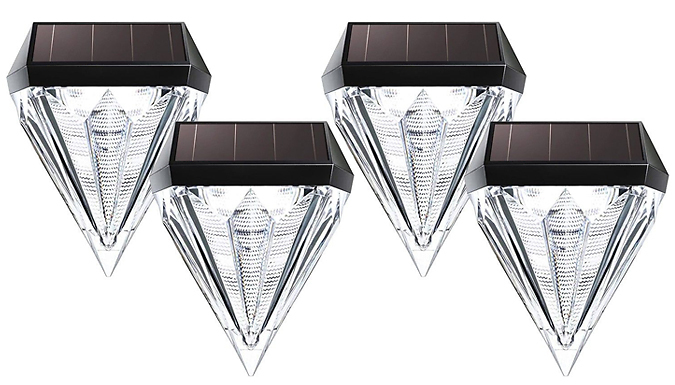 Diamond-Shaped Solar Waterproof Garden Fence Lights - 2 or 4-Pack