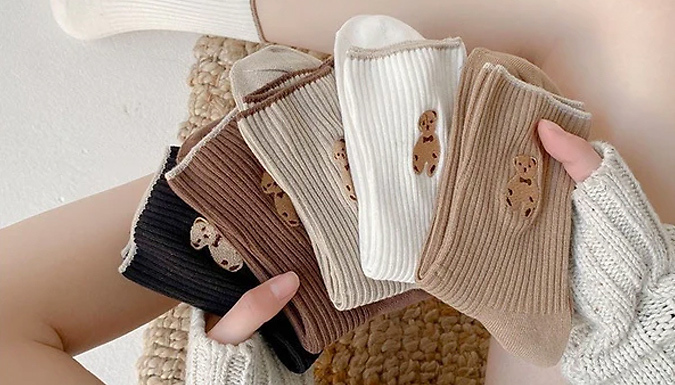 10 Pairs Cute Solid Breathable Bear Socks from Go Groopie IE