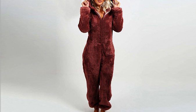 Women's Teddy Bear Fleece Hooded Onesie - 3 Sizes & 5 Colours