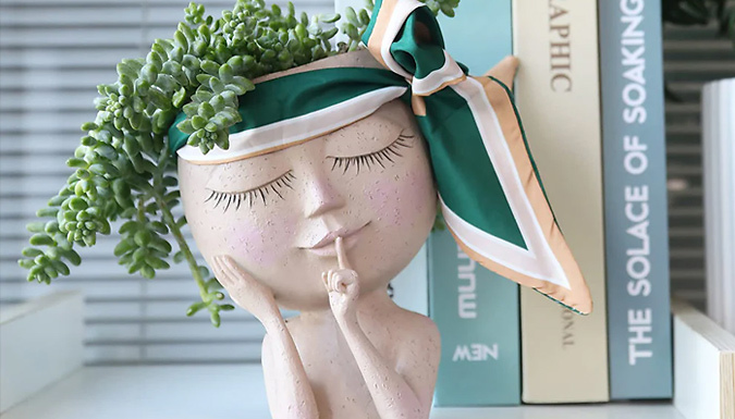 Novelty Shushing Woman Mini Plant Pots - 2 Colours