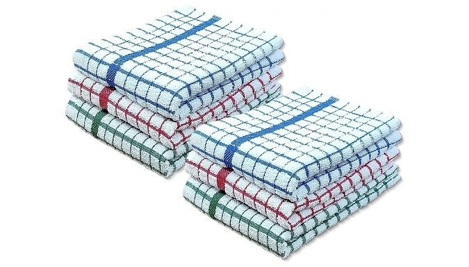 3 or 6 Pack 100% Cotton Terry Tea Towels - 6 Colours