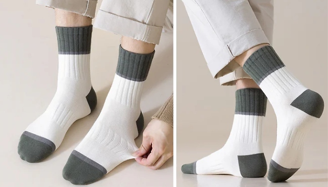 5 Pairs of Colour-Blocked Mid-Calf Sports Socks