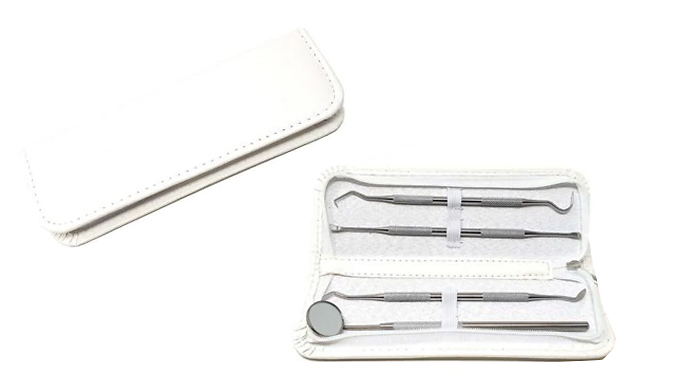 Glamza 4-Piece Dental Kit With Leather Carry Case