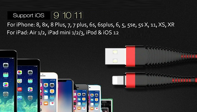 Apple-Compatible Lightning Cables - 2 Sizes & 2 Colours!