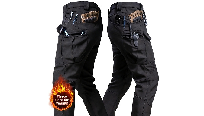 Men's Fleece-Lined Cargo Trousers - 5 Colours & 6 Sizes