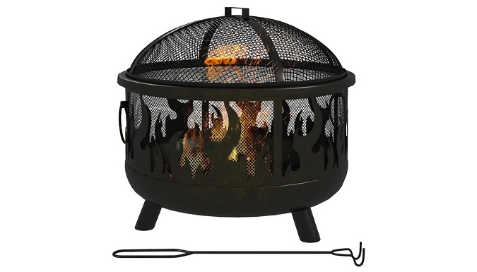 Outsunny Steel Fire BBQ Pit with Poker