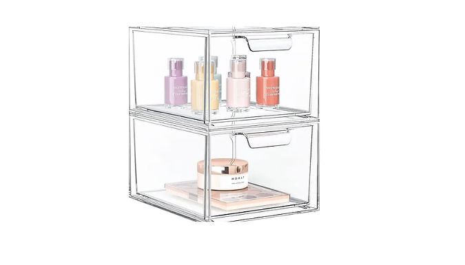 Transparent, Acrylic & Stackable Storage Boxes - 2-Pack