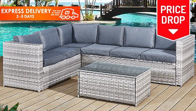 6 seater corner rattan garden furniture hot sale