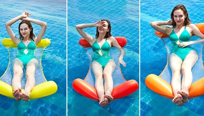 Foldable Water Lounger with Hand Pump - 5 Colours