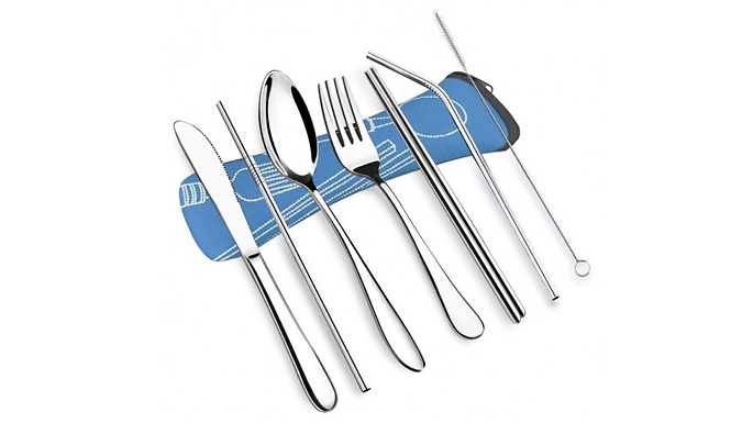 7-Piece Dining Out Cutlery Set With Pouch - 5 Colours