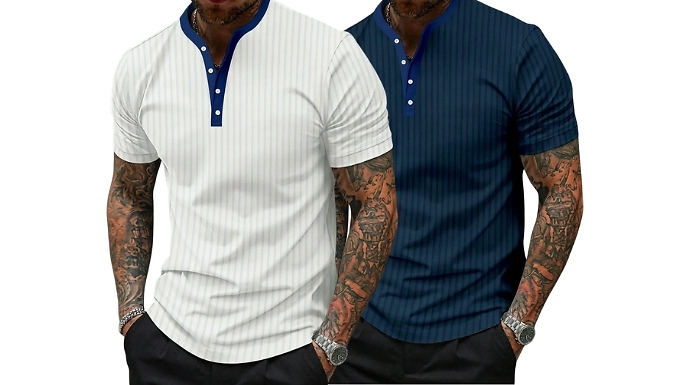 Men's Striped Short-Sleeved Shirt - 6 Colours, 6 Sizes!