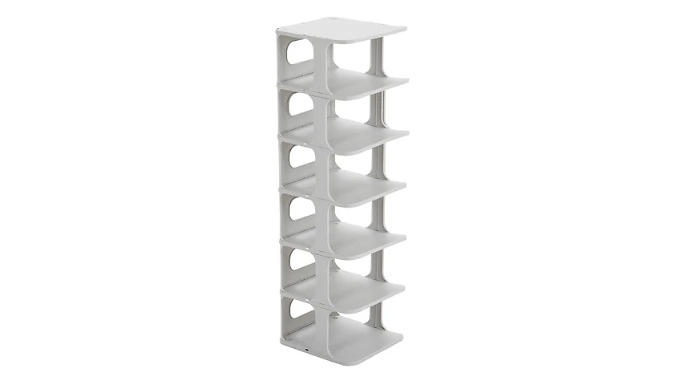 6-Tier Off-White Plastic Shoe Rack