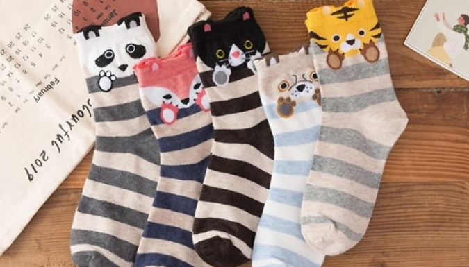 5 Pairs of Women's Funny Animal Socks - 4 Designs from Go Groopie IE