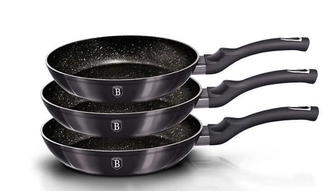 3-Pack Metallic Line Frying Pan Set - 3 Colours