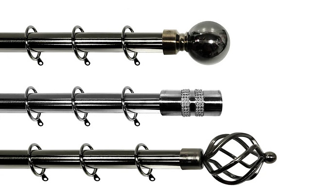 Ball, Cage or Diamante 28mm Extendable Curtain Pole - 3 Colours & 3 Sizes