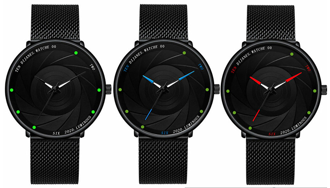 Men's Black Mesh Strap Quartz Watch - 3 Colours