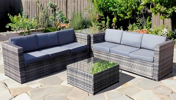 4-Piece Malta Rattan 6 Seat Sofas with Coffee & Side Table