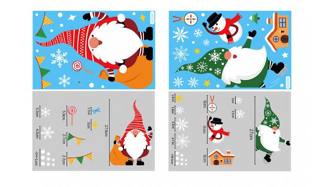6-Pack of Christmas Gonk Window Adhesive Stickers